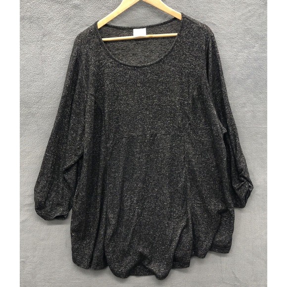Sunday Tops - Sunday Women’s Top Black Gray Ruche Sleeves No Size Tag Flowy